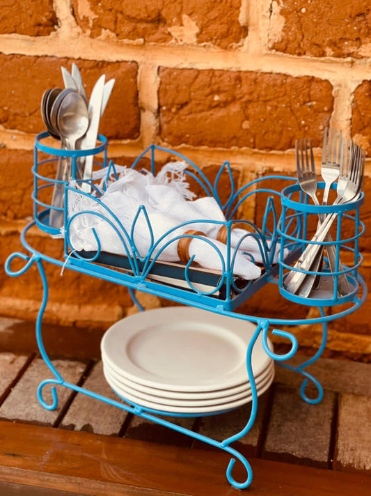 Paneleiro De Mesa Em Ferro Azul