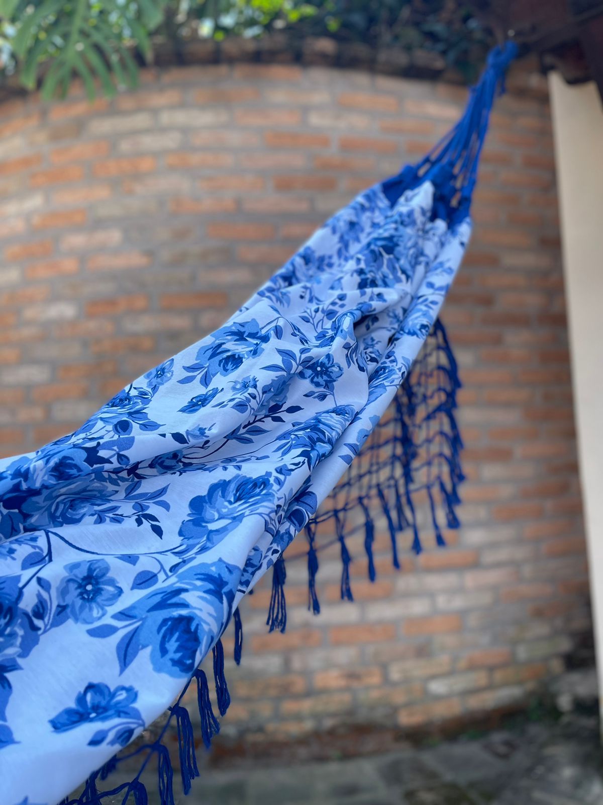Rede de Algodão Forrada com Belize Semi Impermeável - Floral Azul