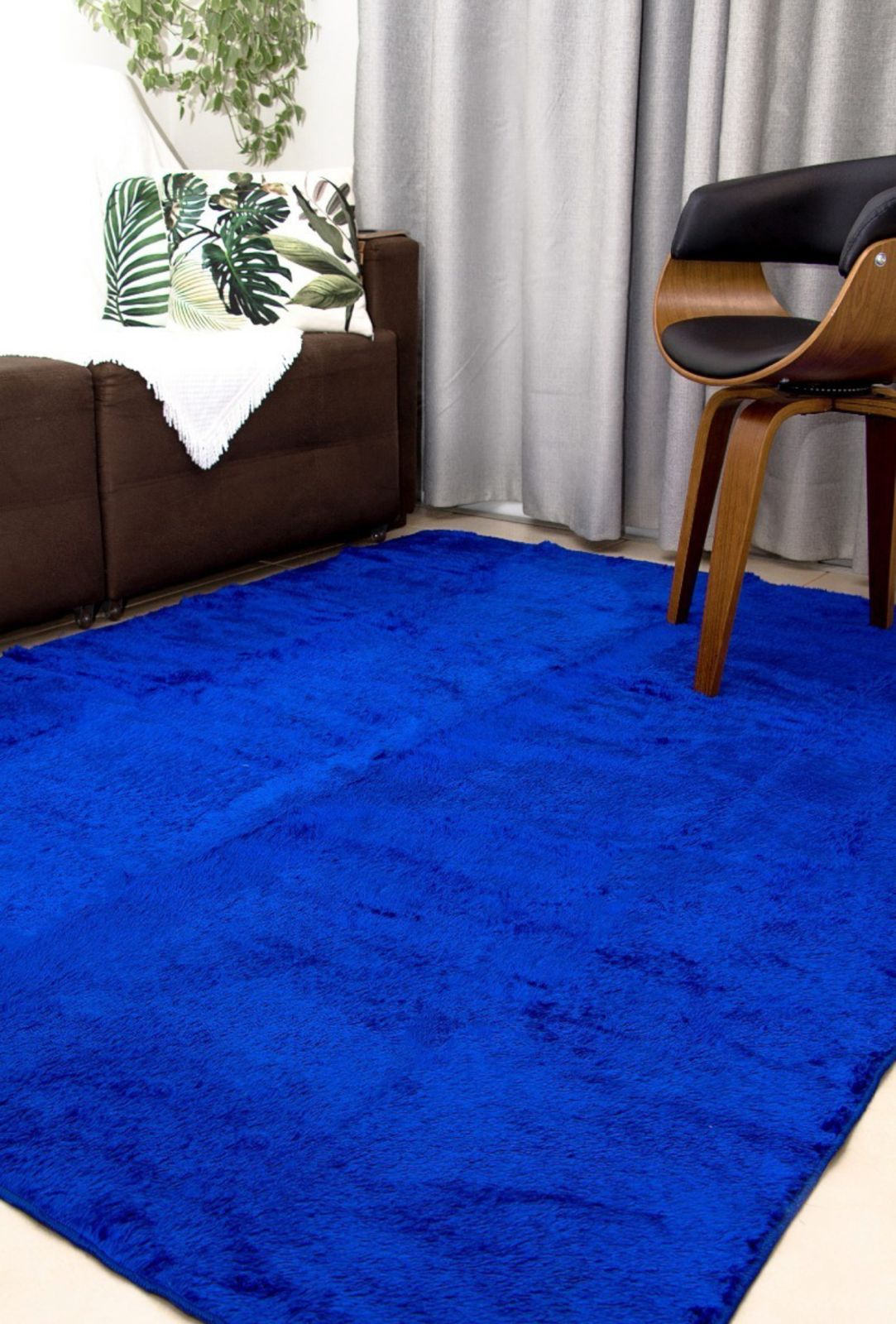Tapete Peludo Azul Pelúcia 1,40x2,00m Sala/ Quarto Infantil
