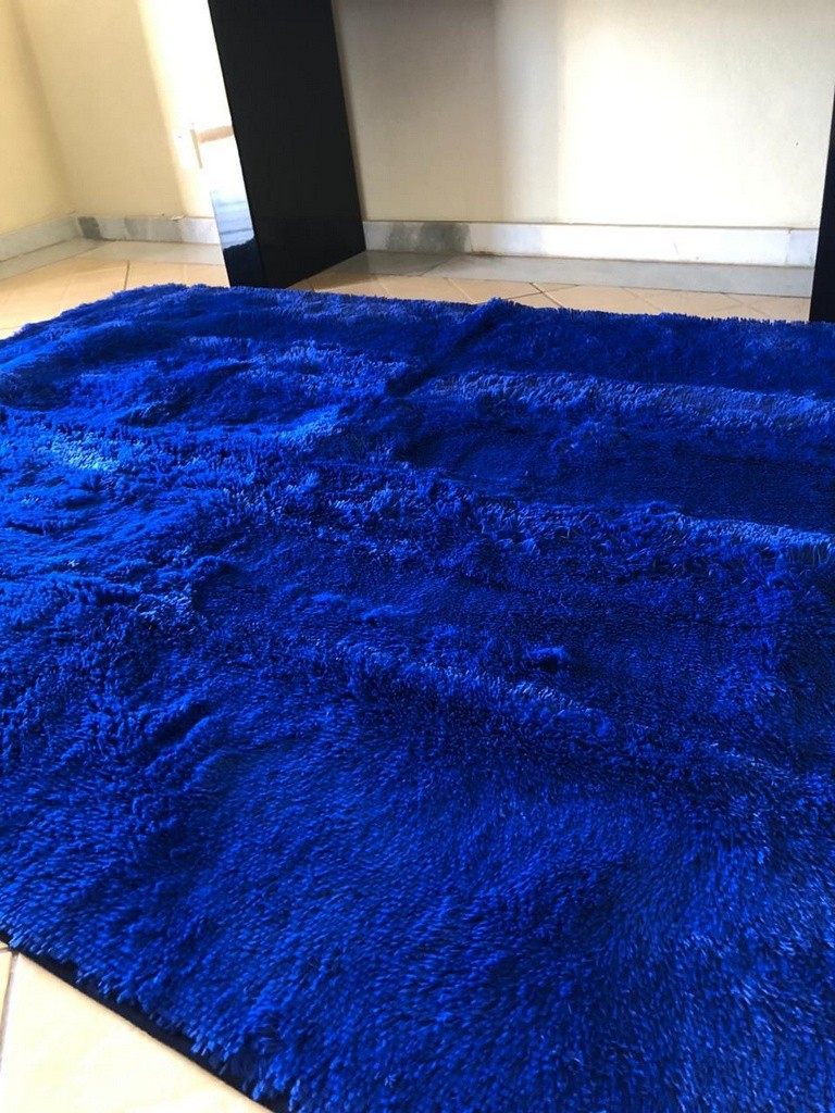 Tapete Peludo Azul Pelúcia 1,40x2,00m Sala/ Quarto Infantil