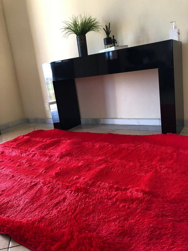 Tapete Peludo Vermelho Pelúcia 1,40x2,00m