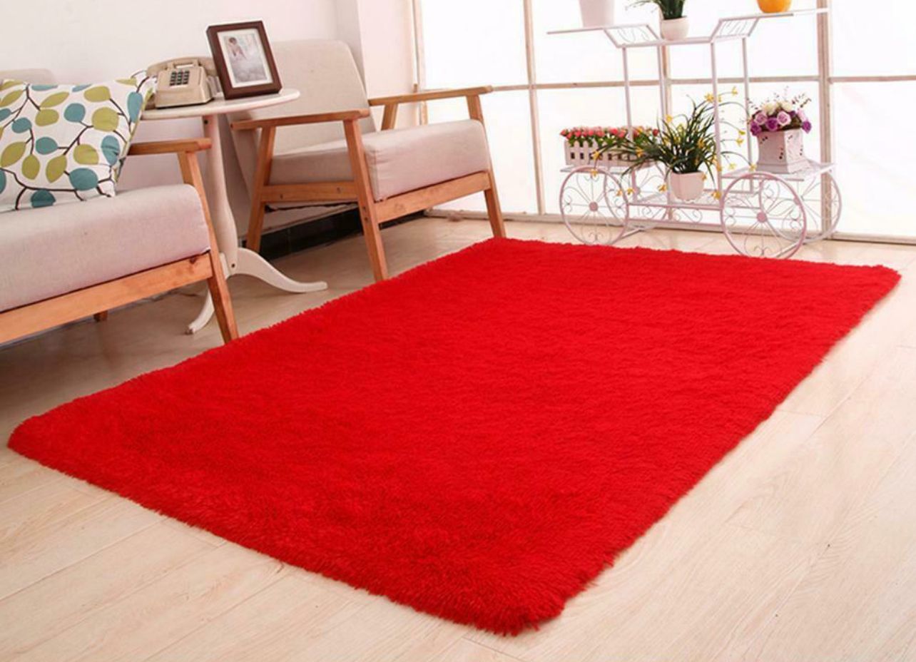 Tapete Peludo Vermelho Pelúcia 1,40x2,00m