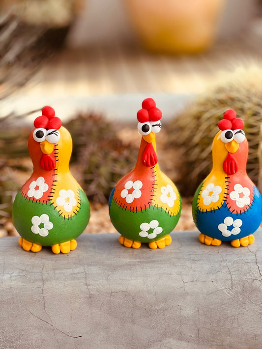 Trio Galinha em Cabaça Patchwork